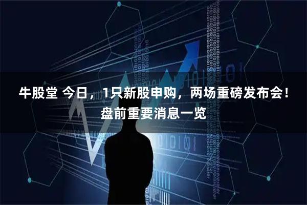 牛股堂 今日，1只新股申购，两场重磅发布会！盘前重要消息一览