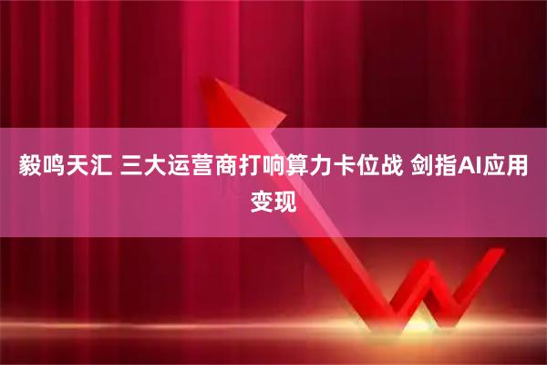毅鸣天汇 三大运营商打响算力卡位战 剑指AI应用变现