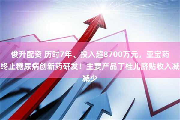 俊升配资 历时7年、投入超8700万元，亚宝药业终止糖尿病创新药研发！主要产品丁桂儿脐贴收入减少
